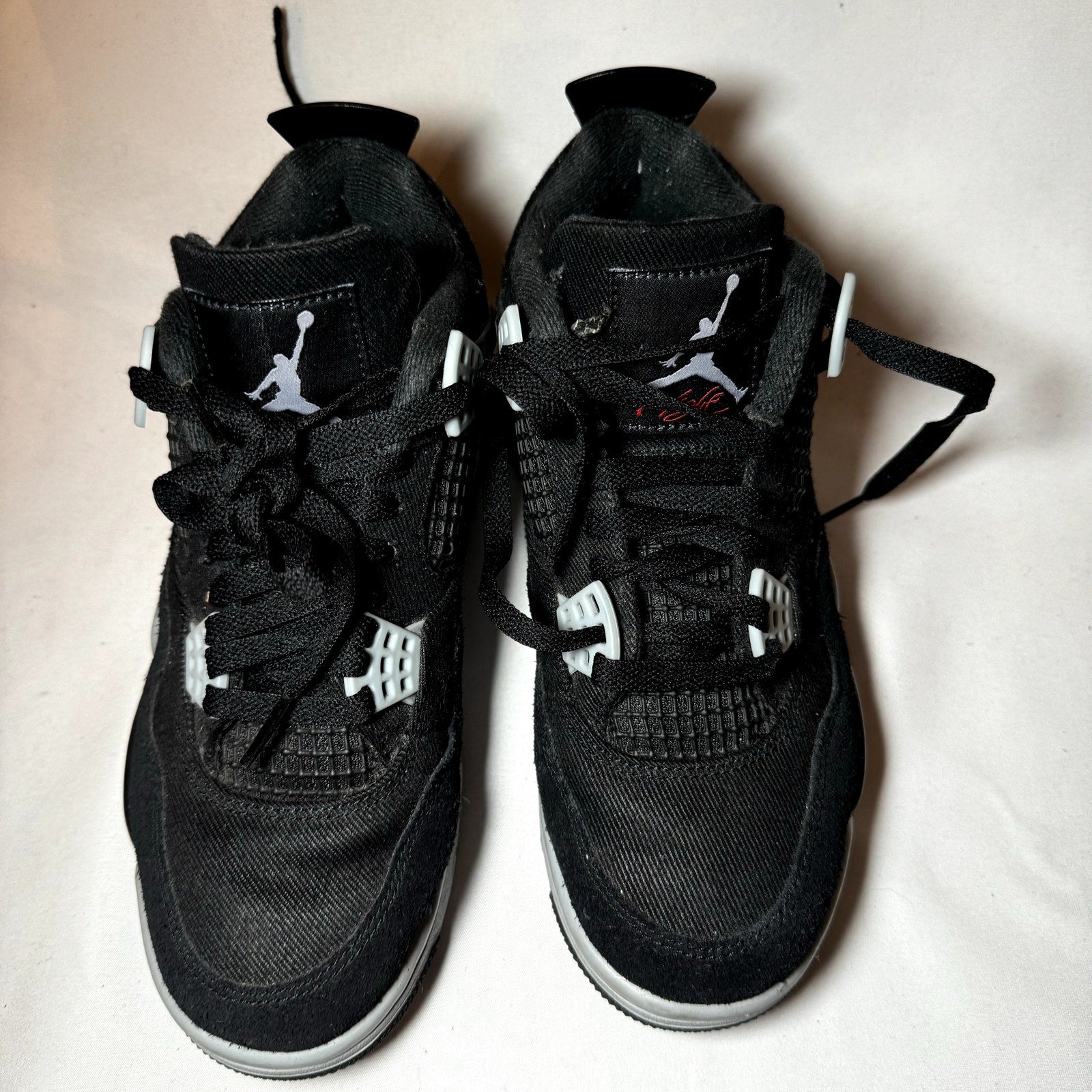 Air Jordan 4 Retro SE Black Canvas Kids Shoes - Size 4.5