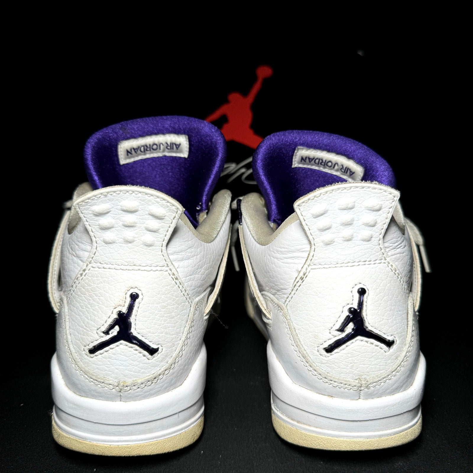 Air Jordan 4 Retro GS Purple Metallic Kids Shoes  - Size 7