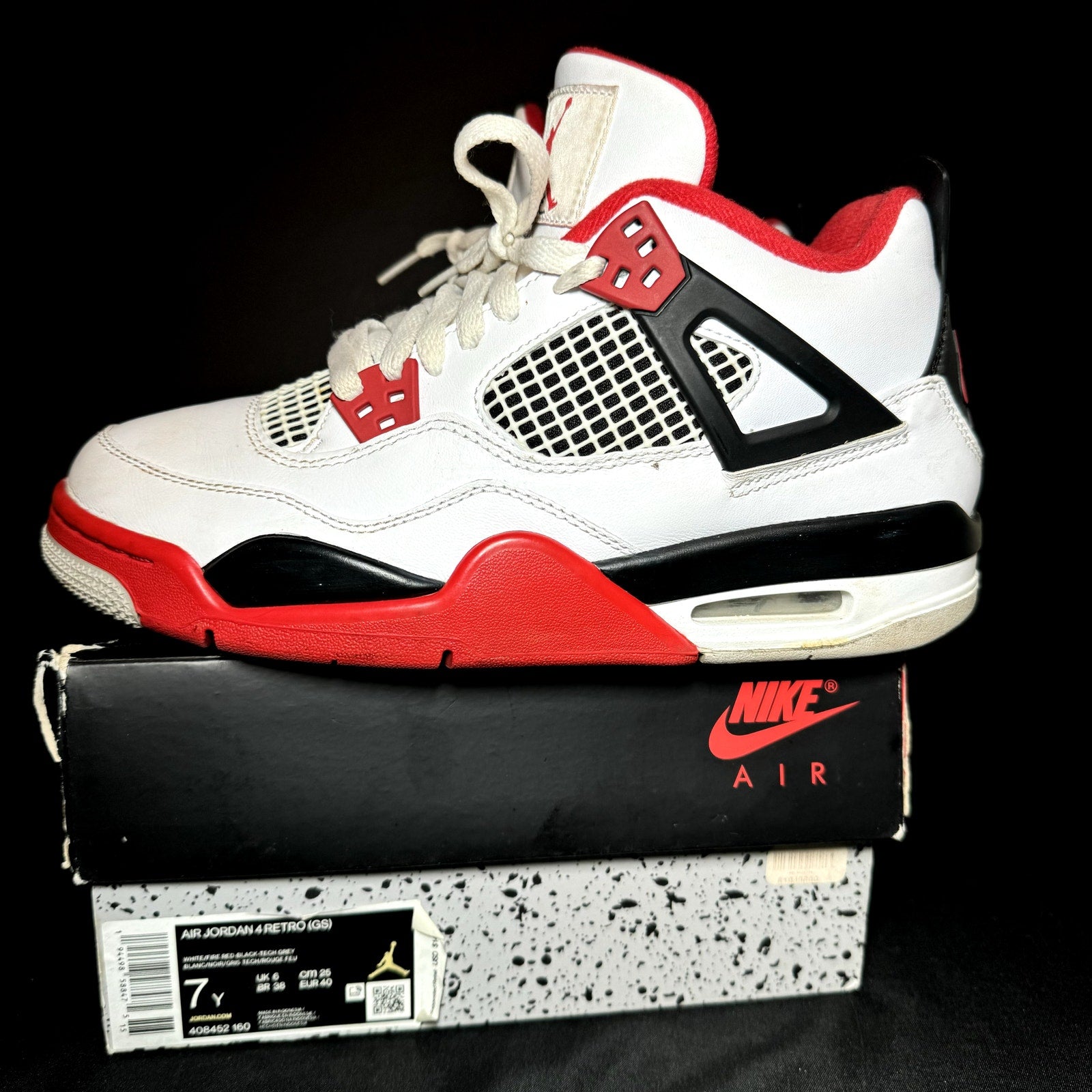 Air Jordan 4 Retro OG GS Fire Red 2020 Kids Shoes - Size 7