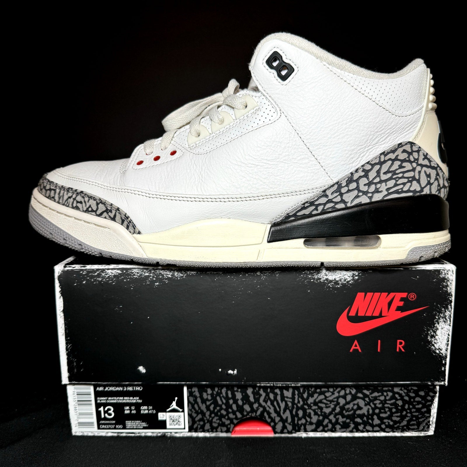 Air Jordan 3 Retro White Cement Reimagined Men's Shoes - Size 13