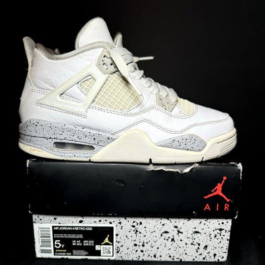 Air Jordan 4 Retro GS White Oreo Kids Shoes - Size 5