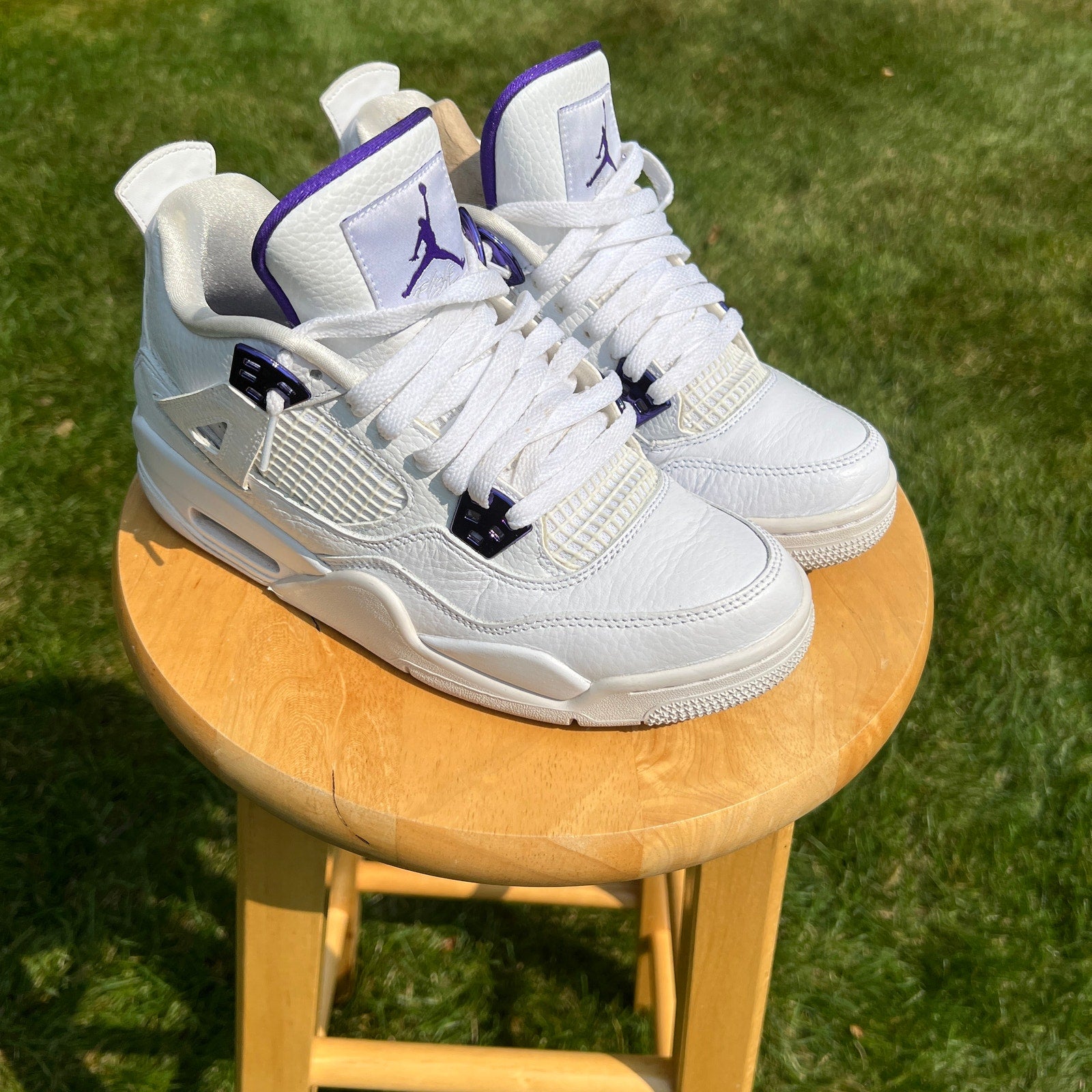 Air Jordan 4 Retro GS Purple Metallic Kids Shoes - Size 6.5