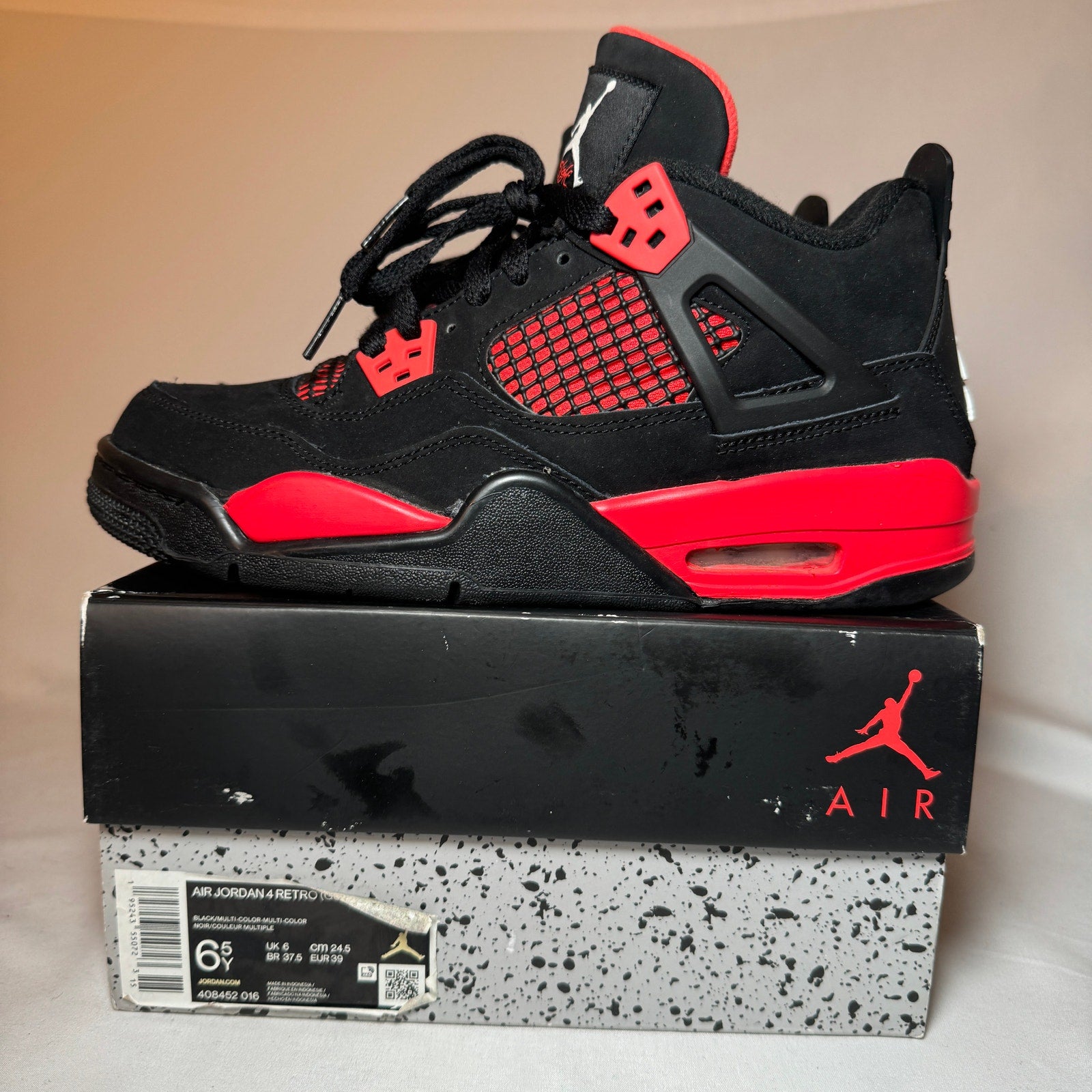 Air Jordan 4 Retro GS Red Thunder Kids Shoes - Size 6.5