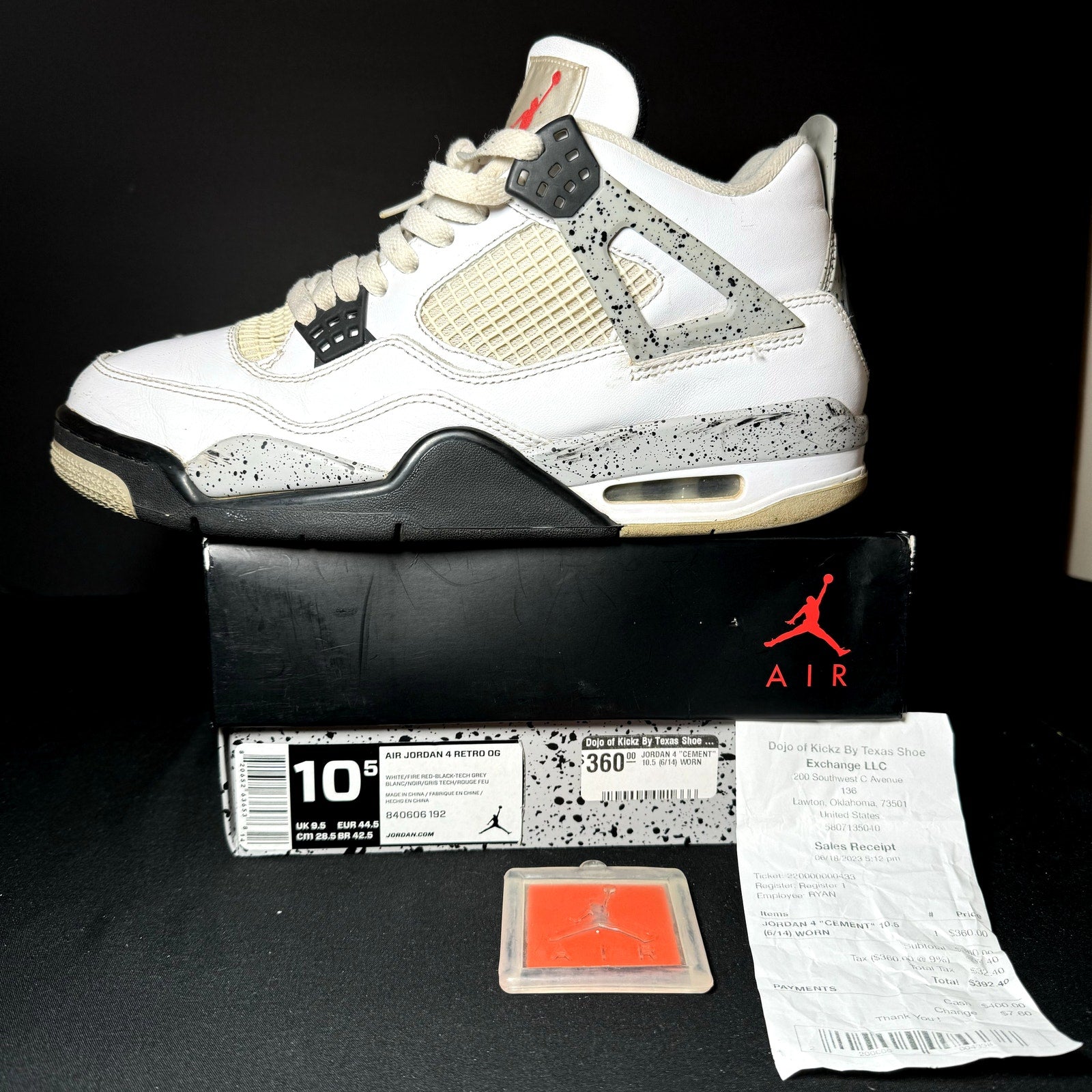 Air Jordan 4 Retro OG White Cement 2016 Men's Shoes - Size 10.5