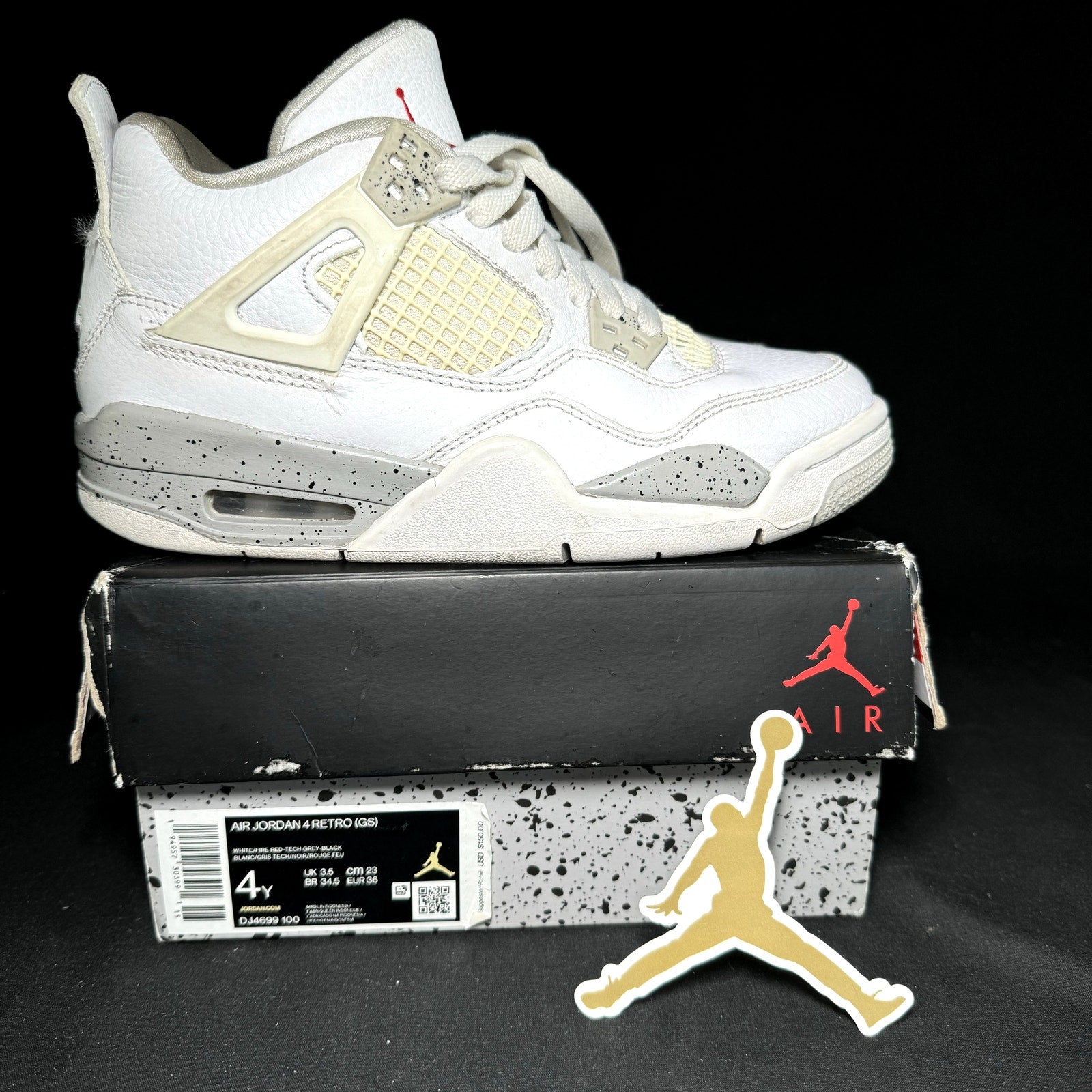 Air Jordan 4 Retro White Oreo 2021 Kids Shoes - Size 4