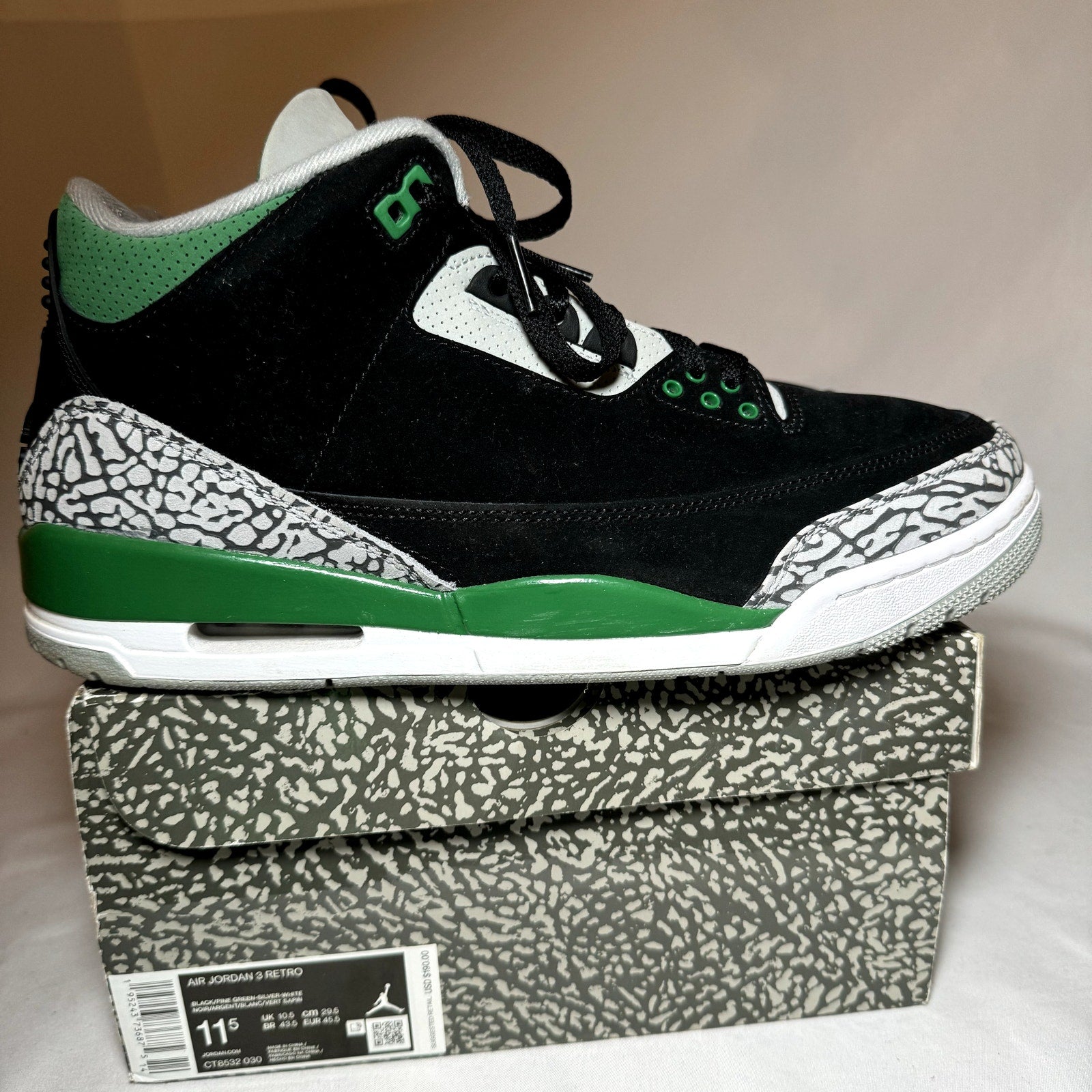 Air Jordan 3 Retro Pine Green Men's Shoes - Size 11.5