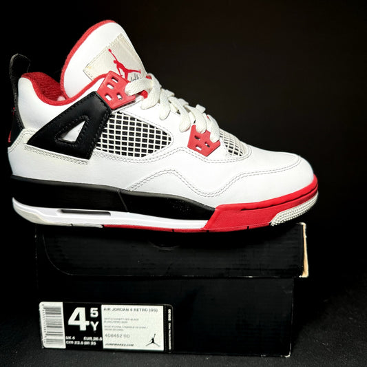 Air Jordan 4 Retro GS Fire Red 2012 Kids Shoes - Size 4.5