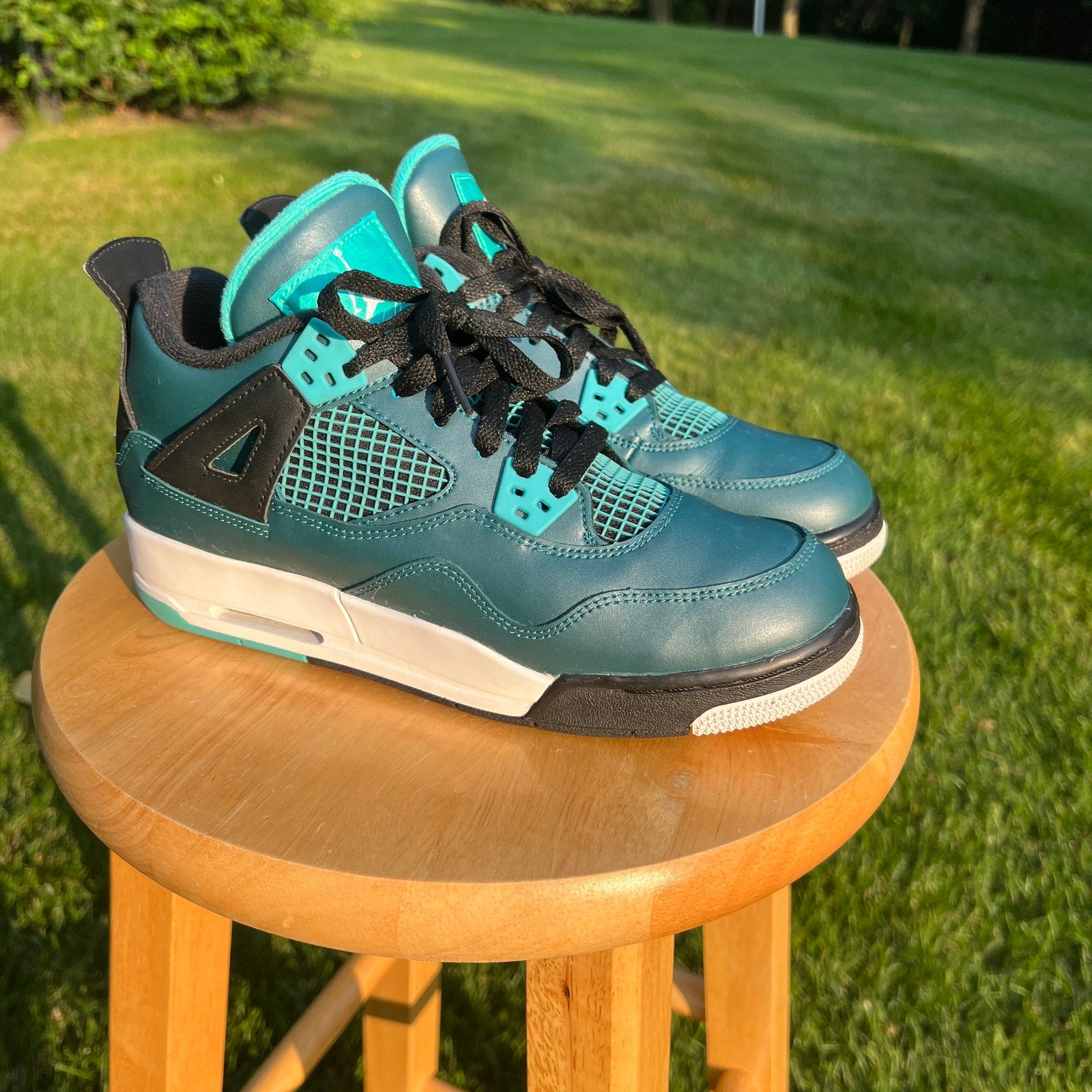 Air Jordan 4 Retro BG Teal Kids Shoes - Size 7