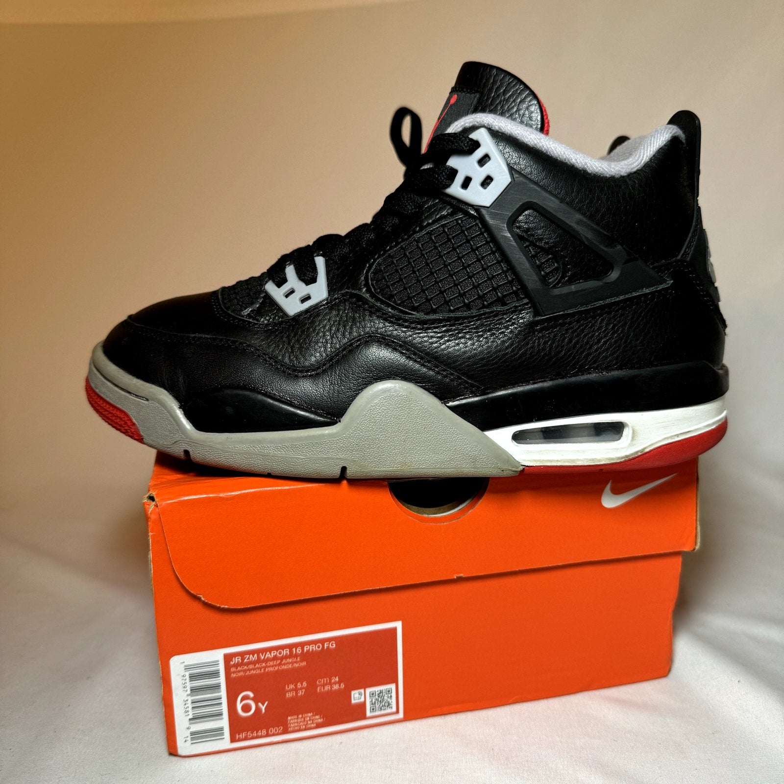 Air Jordan 4 Retro GS Bred Reimagined Kids Shoes - Size 6