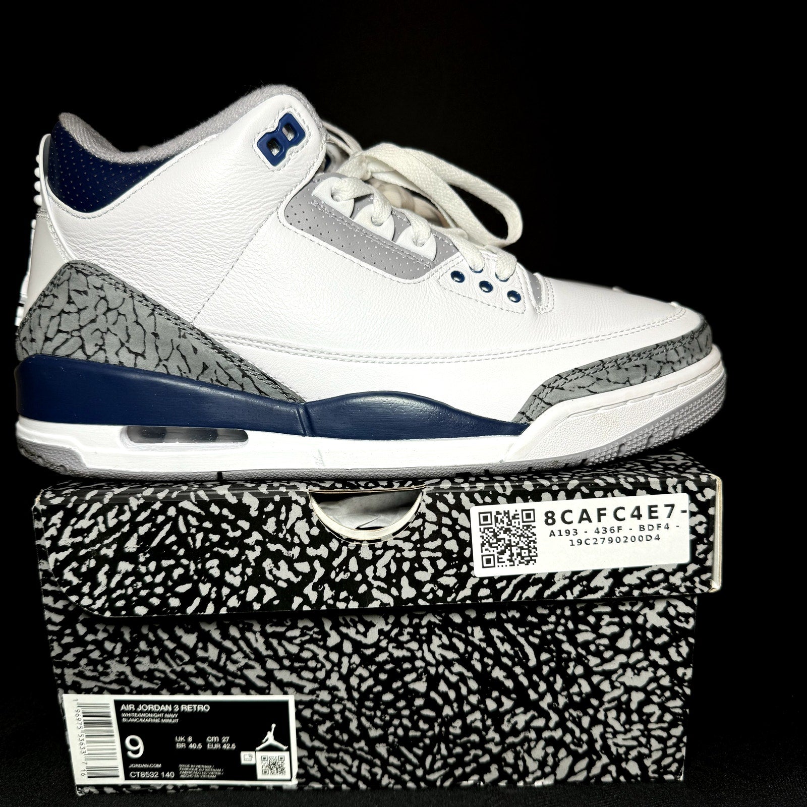 Air Jordan 3 Retro Midnight Navy Men's Shoes - Size 9