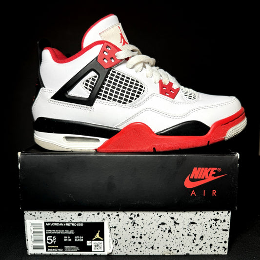 Air Jordan 4 Retro OG GS Fire Red 2020 Kids Shoes - Size 5.5