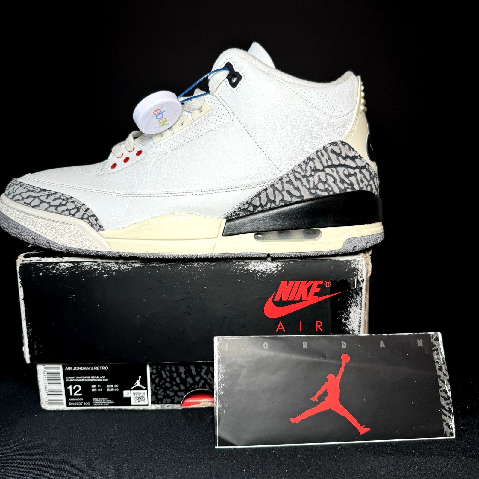 Air Jordan 3 Retro White Cement Reimagined Men's Shoes - Size 12