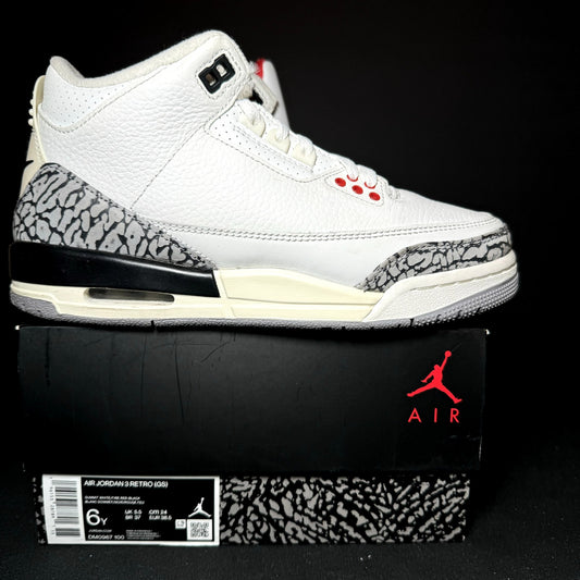 Air Jordan 3 Retro GS White Cement Reimagined Kids Shoes - Size 6