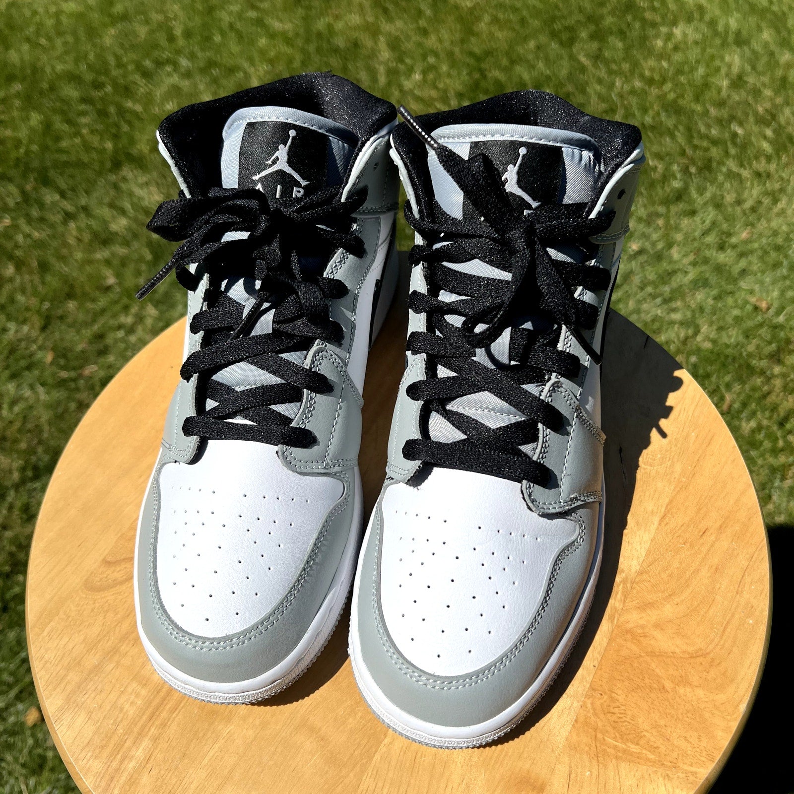 Air Jordan 1 Mid GS Light Smoke Grey Kids Shoes - Size 7