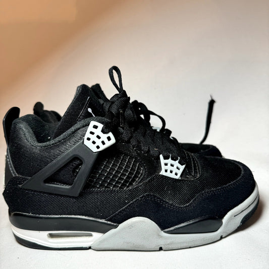 Air Jordan 4 Retro SE Black Canvas Kids Shoes - Size 4.5