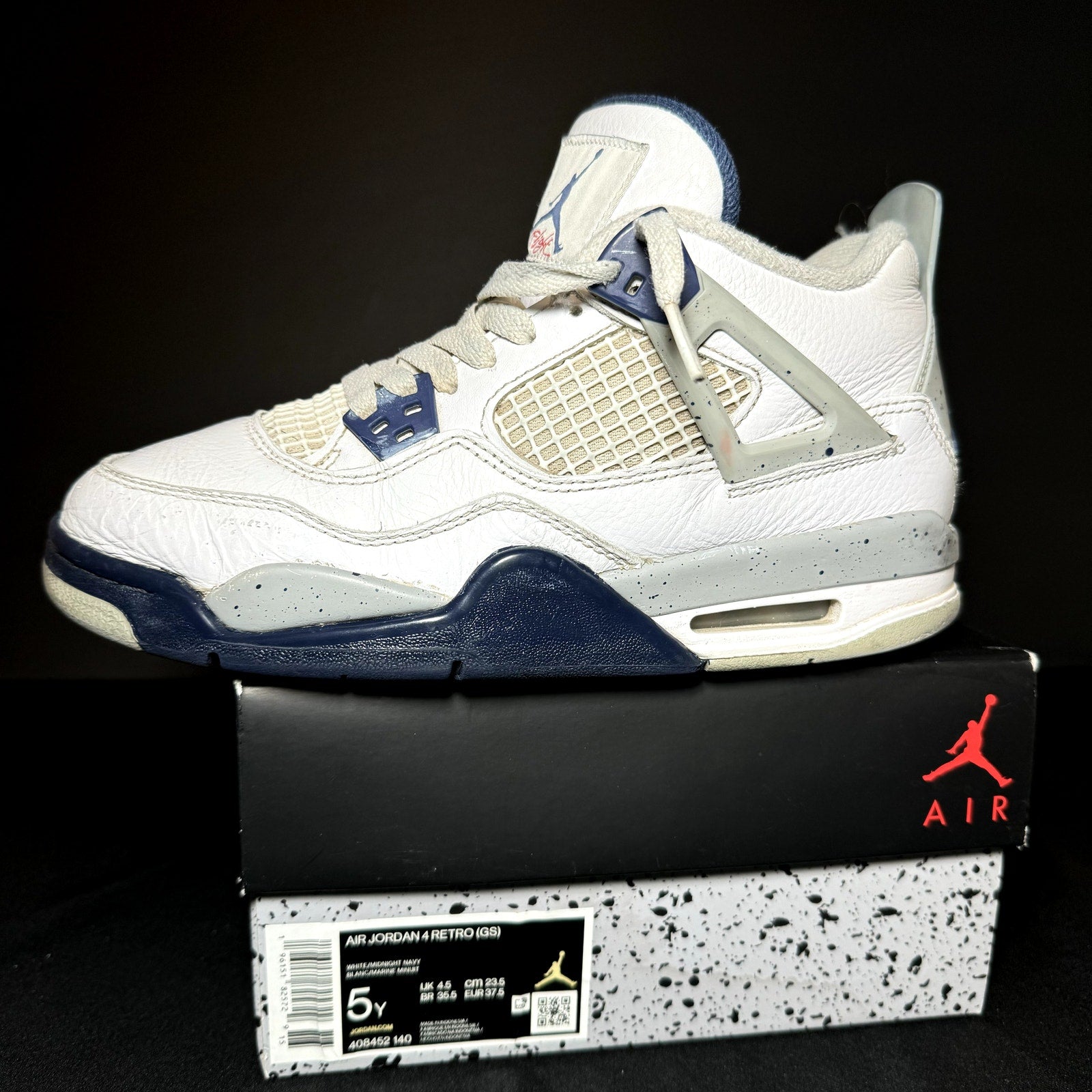 Air Jordan 4 Retro GS Midnight Navy Kids Shoes - Size 5