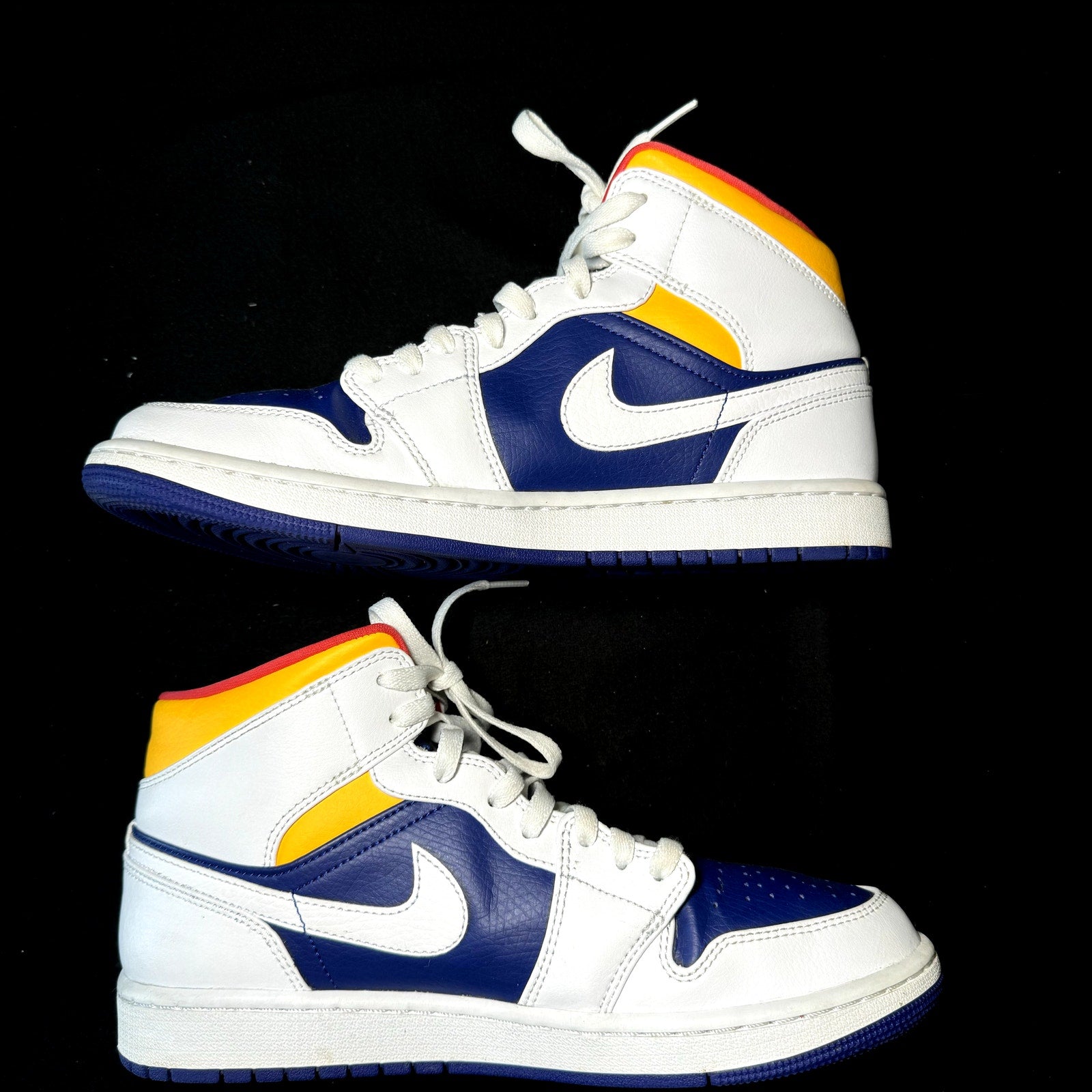 Air Jordan 1 Mid White Deep Royal Blue Men's Shoes - Size 9.5