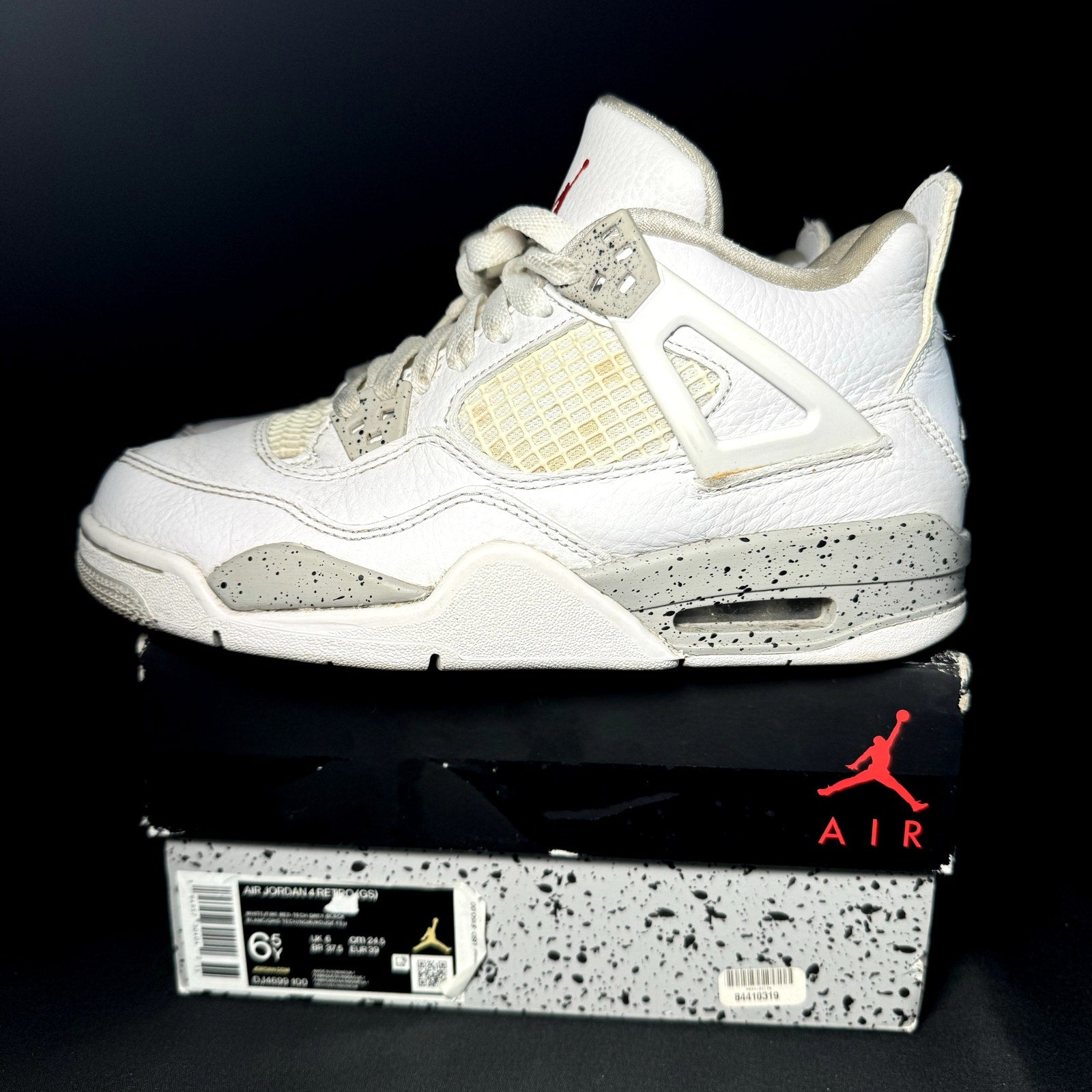 Air Jordan 4 Retro GS White Oreo 2021 Kids Shoes - Size 5.5