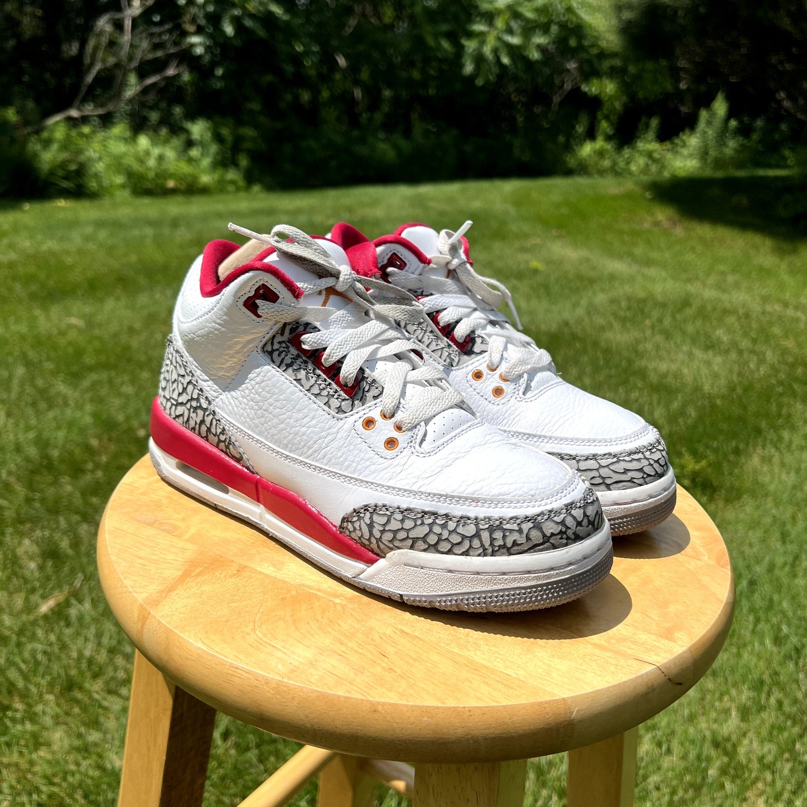 Air Jordan 3 Retro GS Cardinal Red Kids Shoes - Size 6