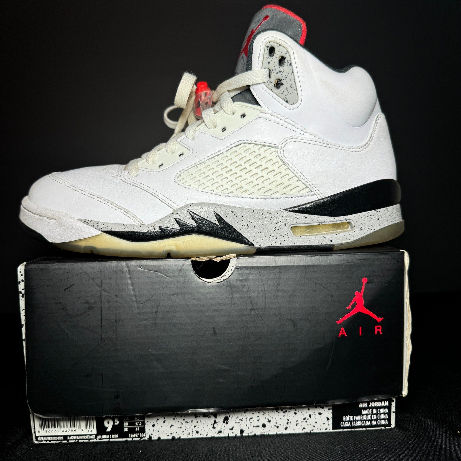 Air Jordan 5 Retro White Cement Men's Shoes - Size 9.5