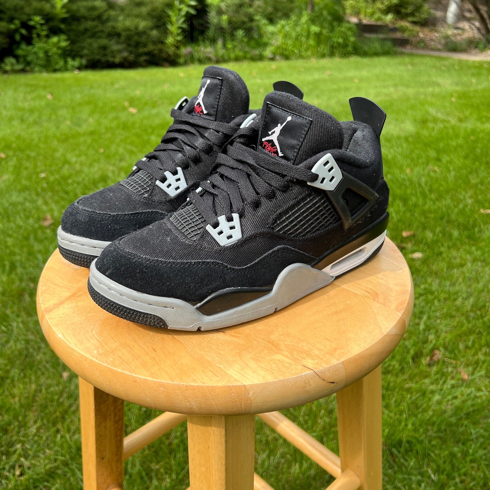 Air Jordan 4 Retro SE GS Black Canvas Kids Shoes - Size 7