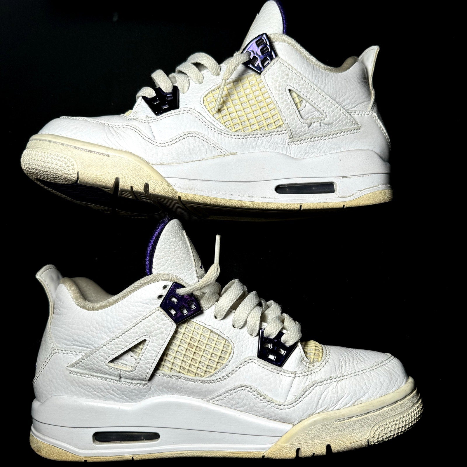 Air Jordan 4 Retro GS Purple Metallic Kids Shoes  - Size 7