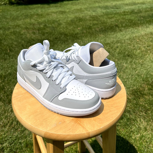 Air Jordan 1 Low White Wolf Grey Women's Shoes - Size 8.5