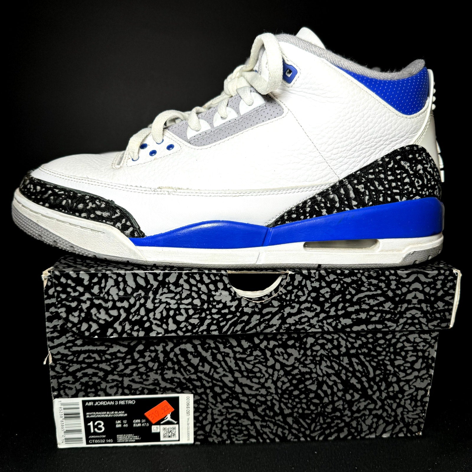 Air Jordan 3 Retro Racer Blue Men's Shoes - Size 13