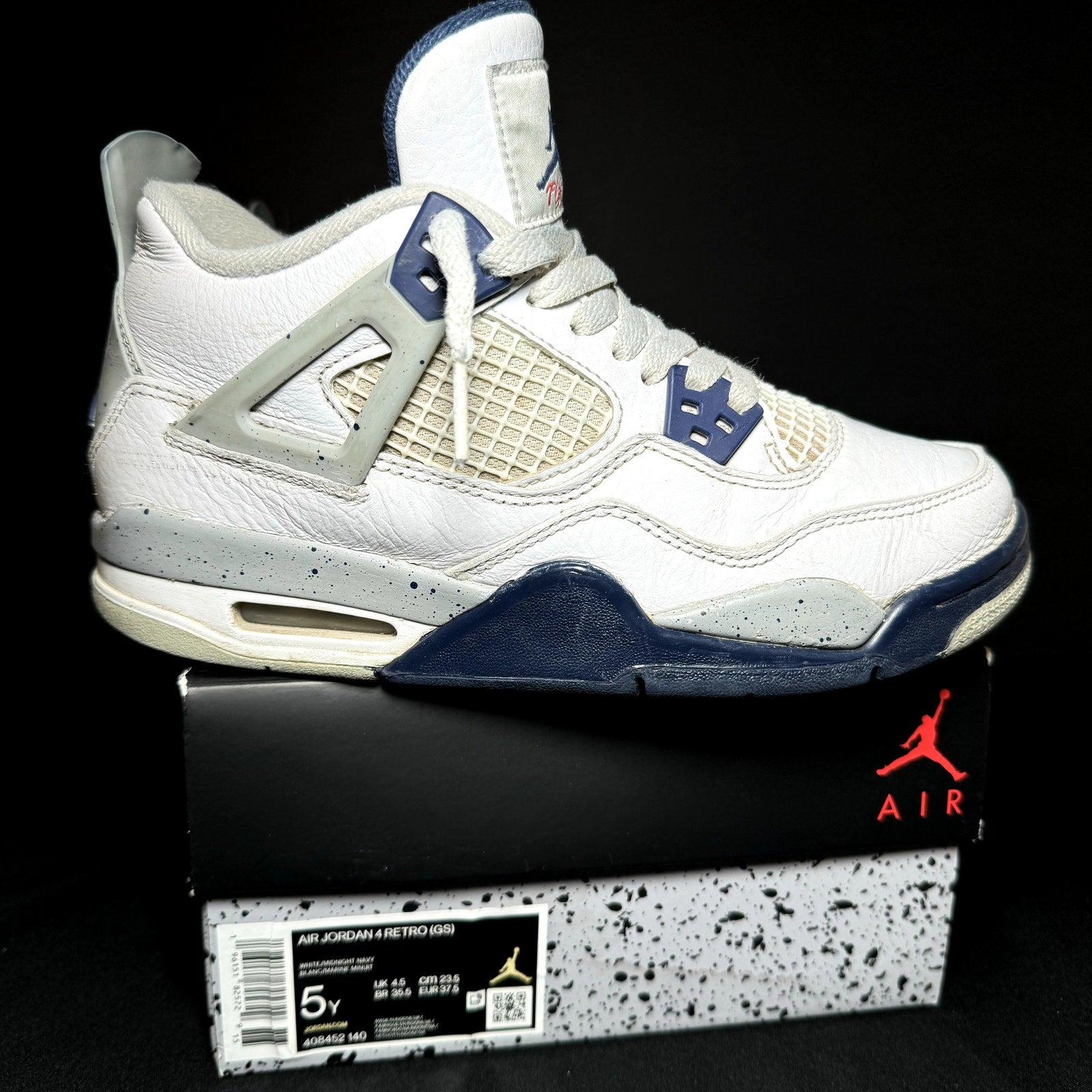 Air Jordan 4 Retro GS Midnight Navy Kids Shoes - Size 5