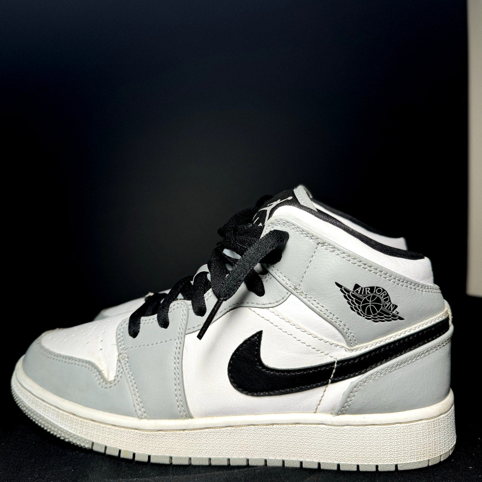 Air Jordan 1 Mid GS Light Smoke Grey Kids Shoes - Size 5.5