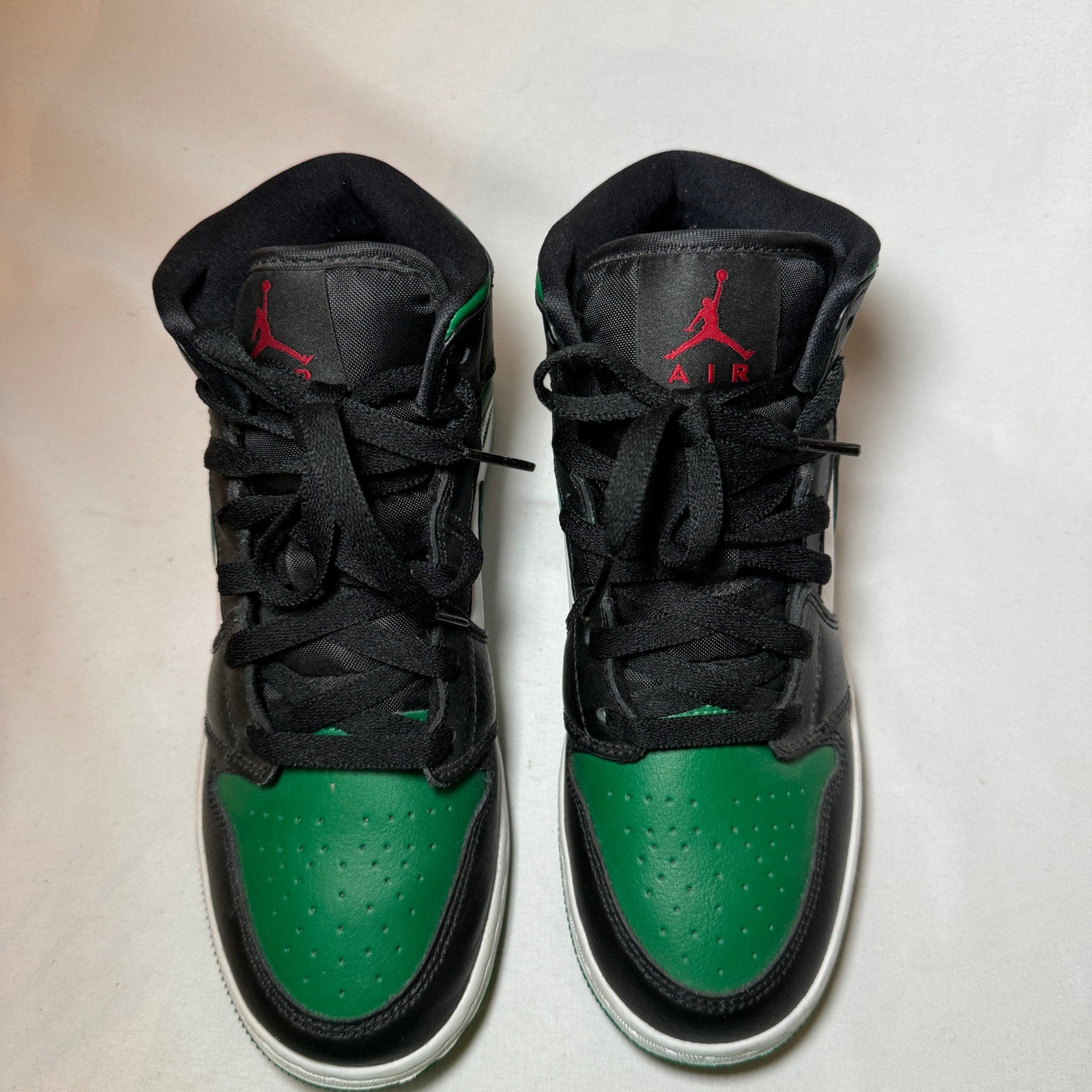 Air Jordan 1 Mid GS Black Pine Green Kids Shoes - Size 5.5