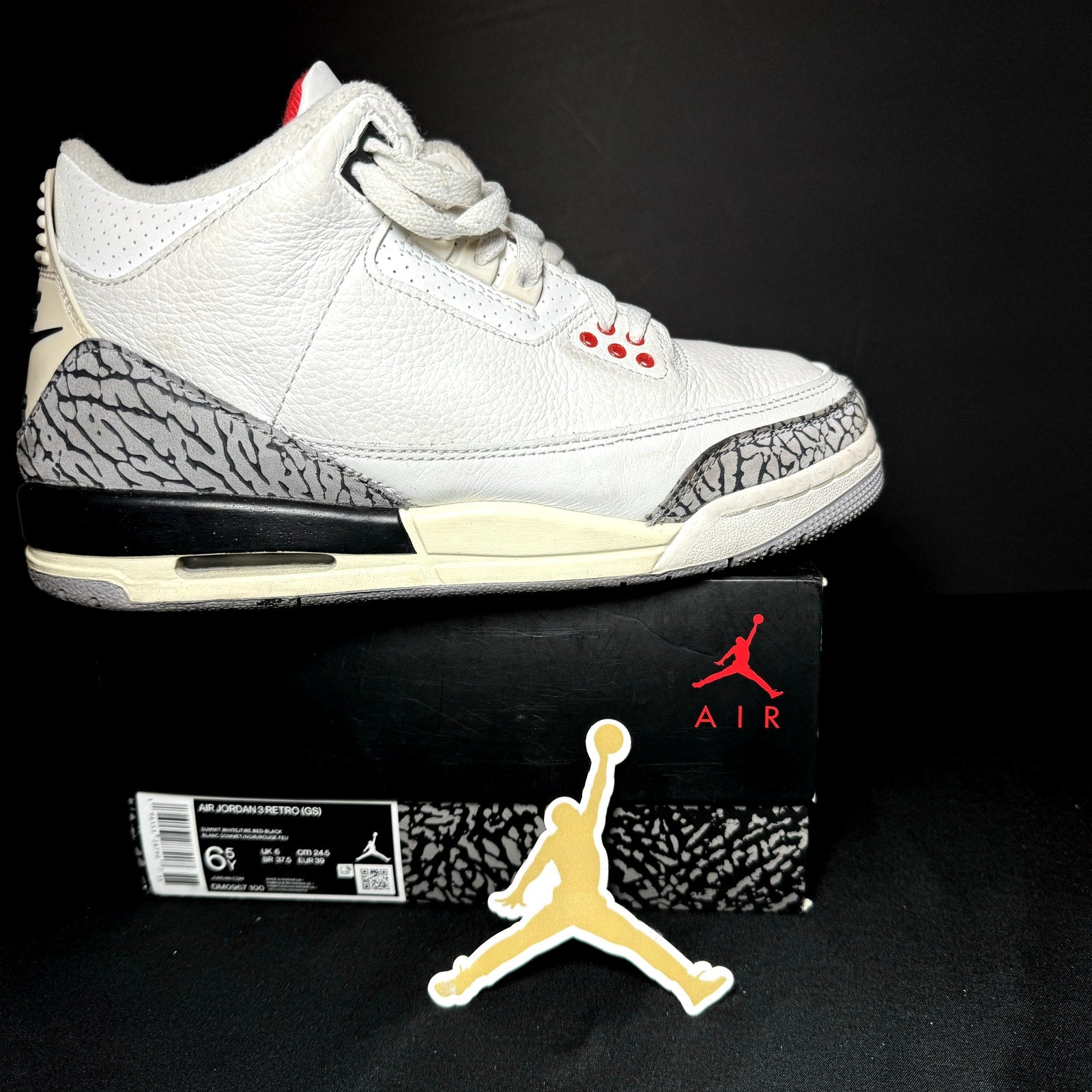 Air Jordan 3 Retro GS White Cement Reimagined Kids Shoes - Size 6.5