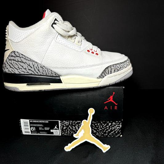 Air Jordan 3 Retro GS White Cement Reimagined Kids Shoes - Size 6.5