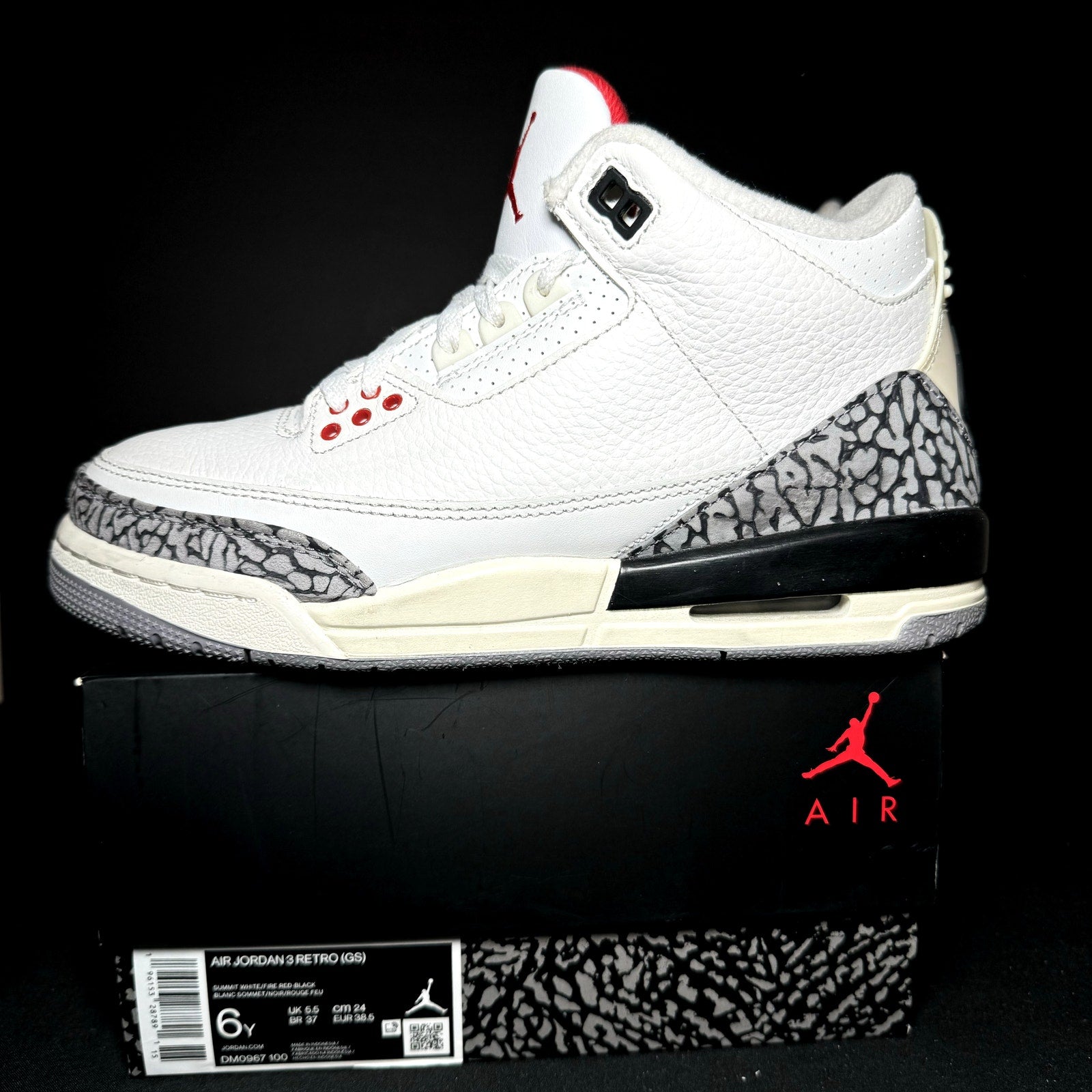 Air Jordan 3 Retro GS White Cement Reimagined Kids Shoes - Size 6