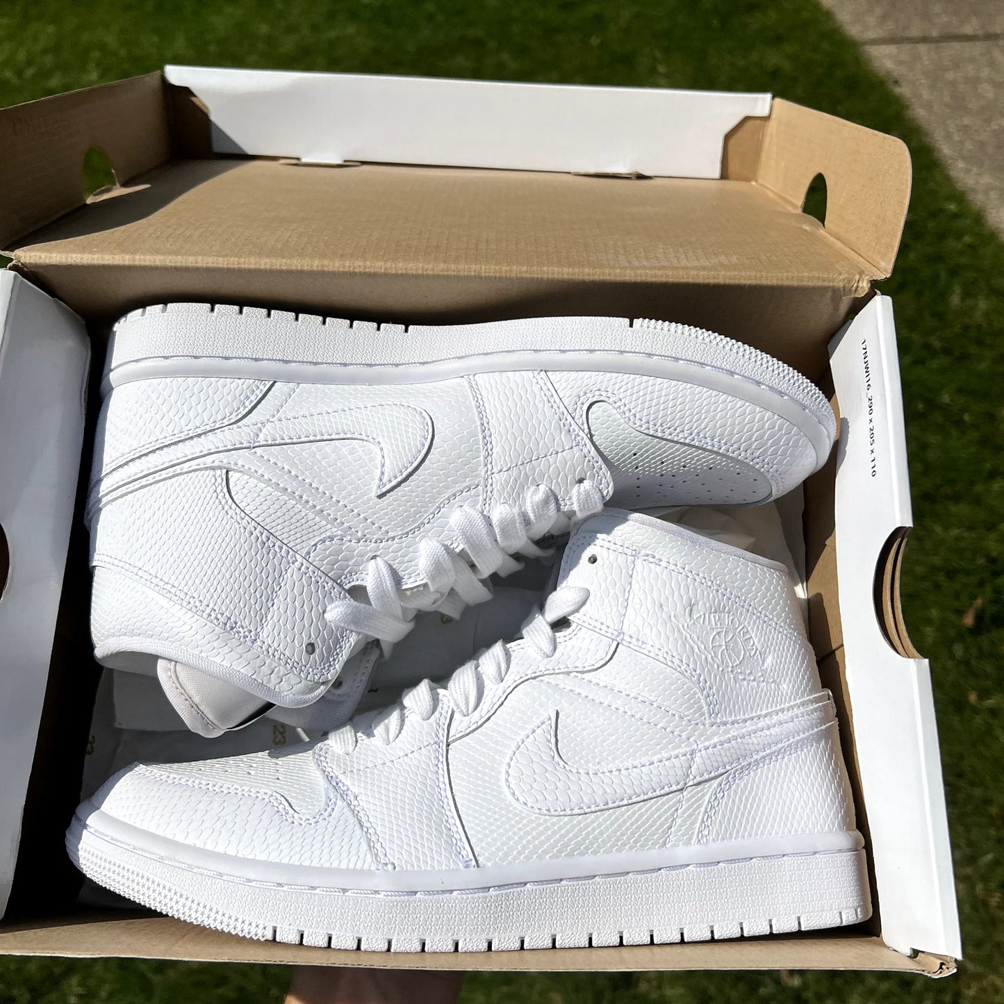 Wmns Air Jordan 1 Mid White Snakeskin Women's Shoes - Size 8