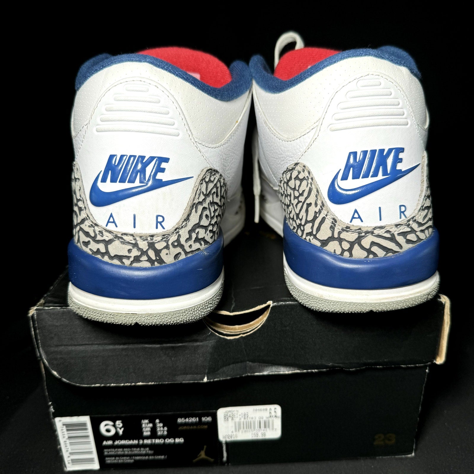 Air Jordan 3 Retro OG BG True Blue 2016 Kids Shoes - Size 6.5