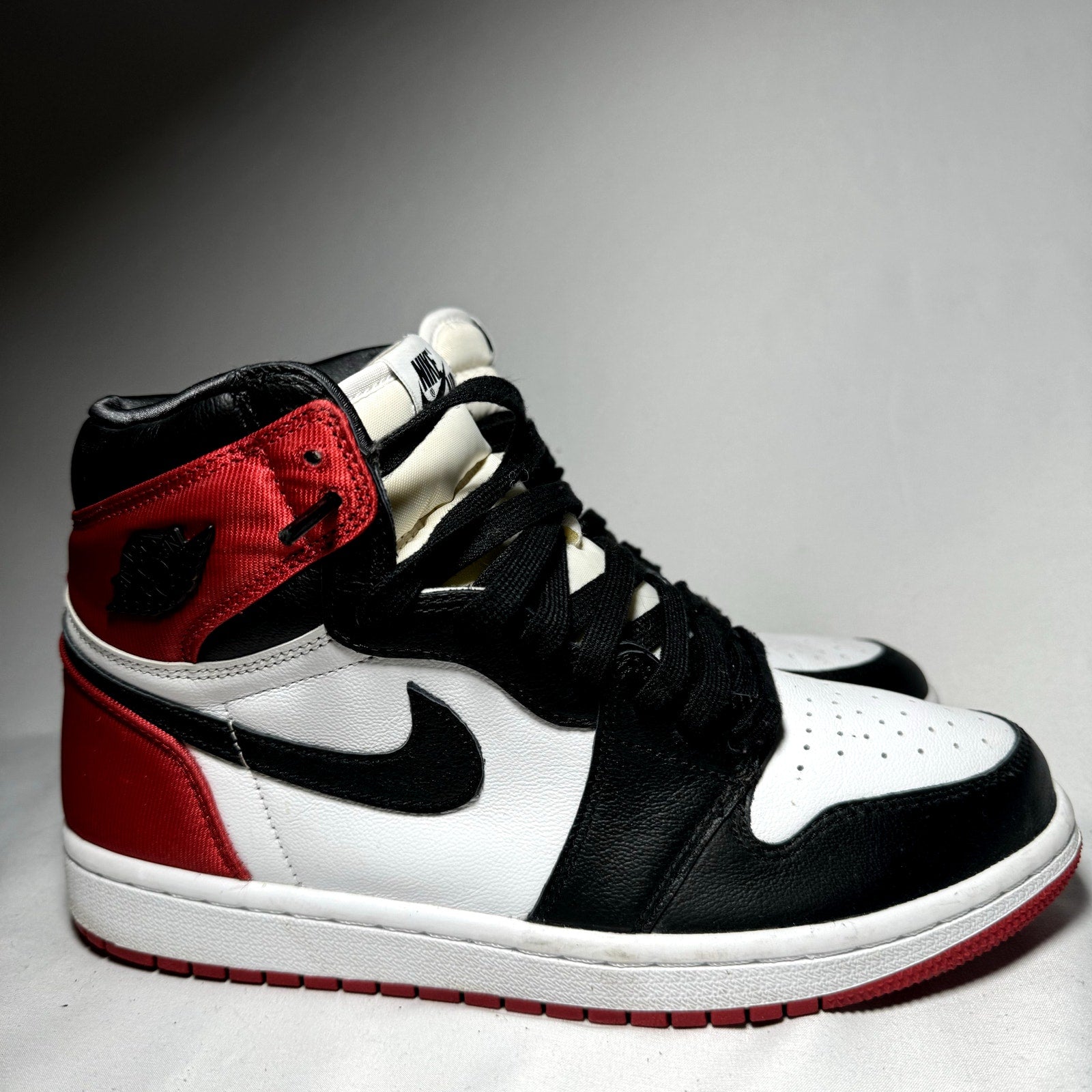 Air Jordan 1 Retro High Satin Black Toe Women's Shoes - Size 9