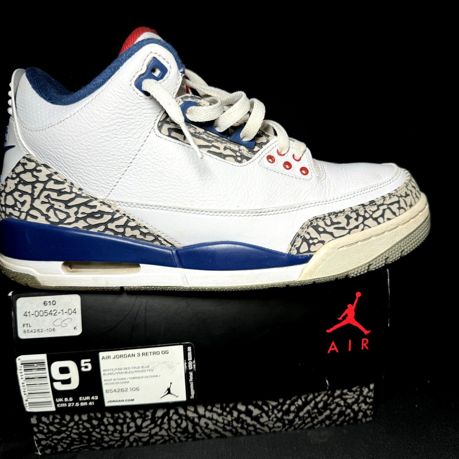 Air Jordan 3 Retro OG True Blue 2016 Men's Shoes - Size 9.5