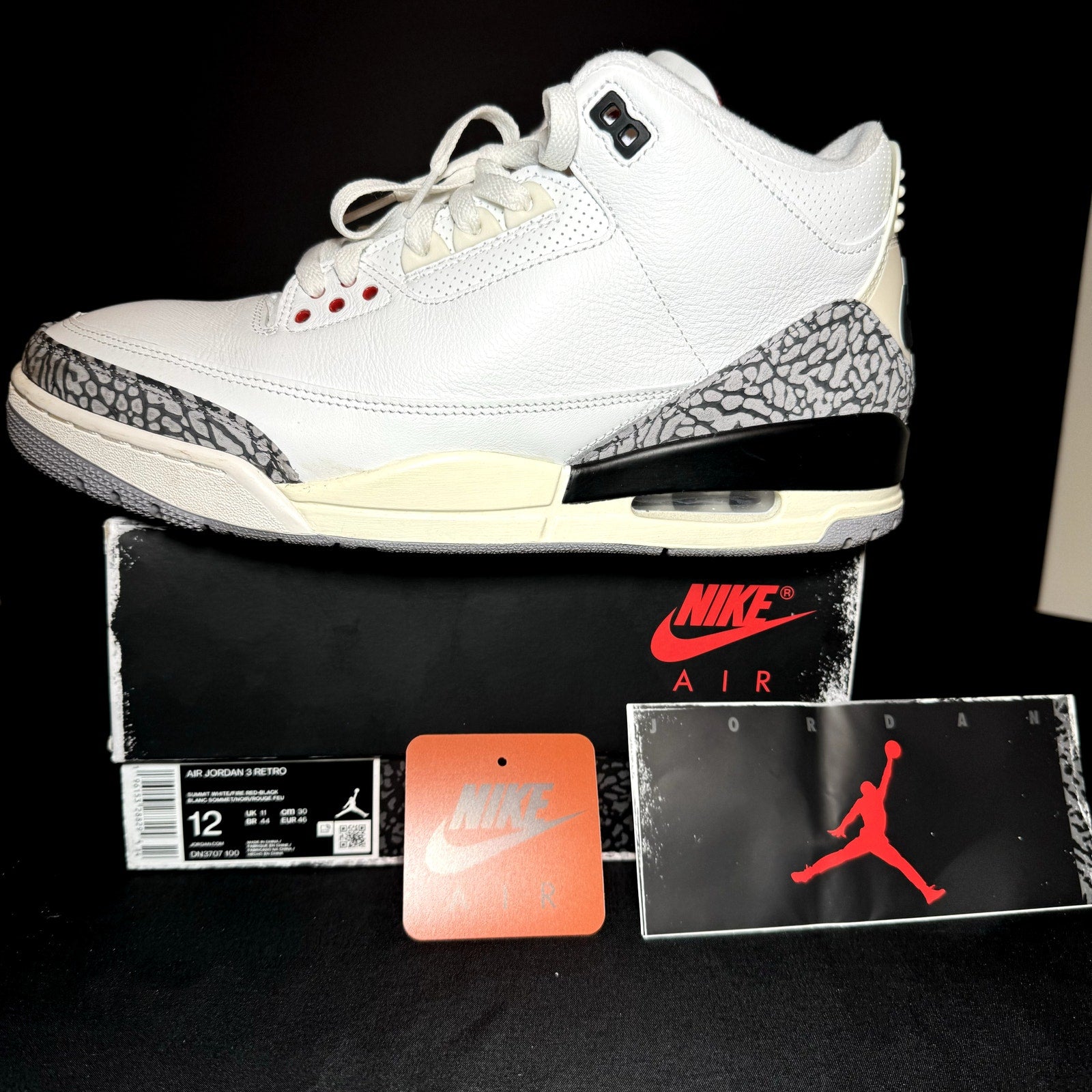 Air Jordan 3 Retro White Cement Reimagined Men's Shoes - Size 12