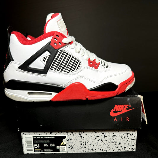 Air Jordan 4 Retro OG GS Fire Red 2020 Kids Shoes - Size 5.5