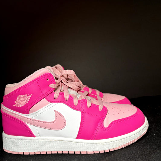 Air Jordan 1 Mid GS Fierce Pink Kids Shoes - Size 6