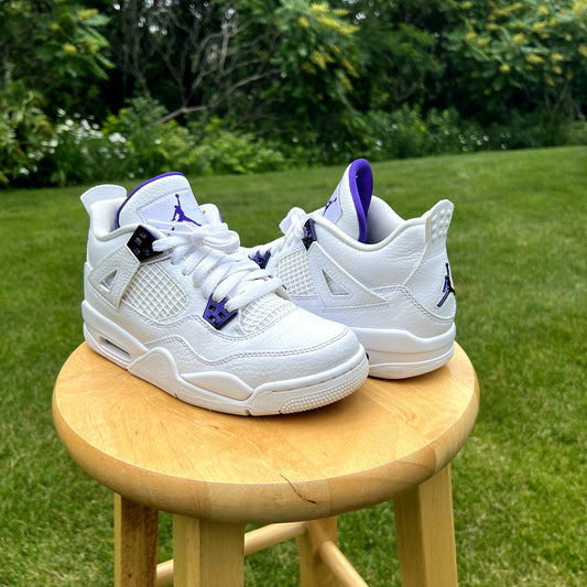 Air Jordan 4 Retro GS Purple Metallic Shoes - Size 5