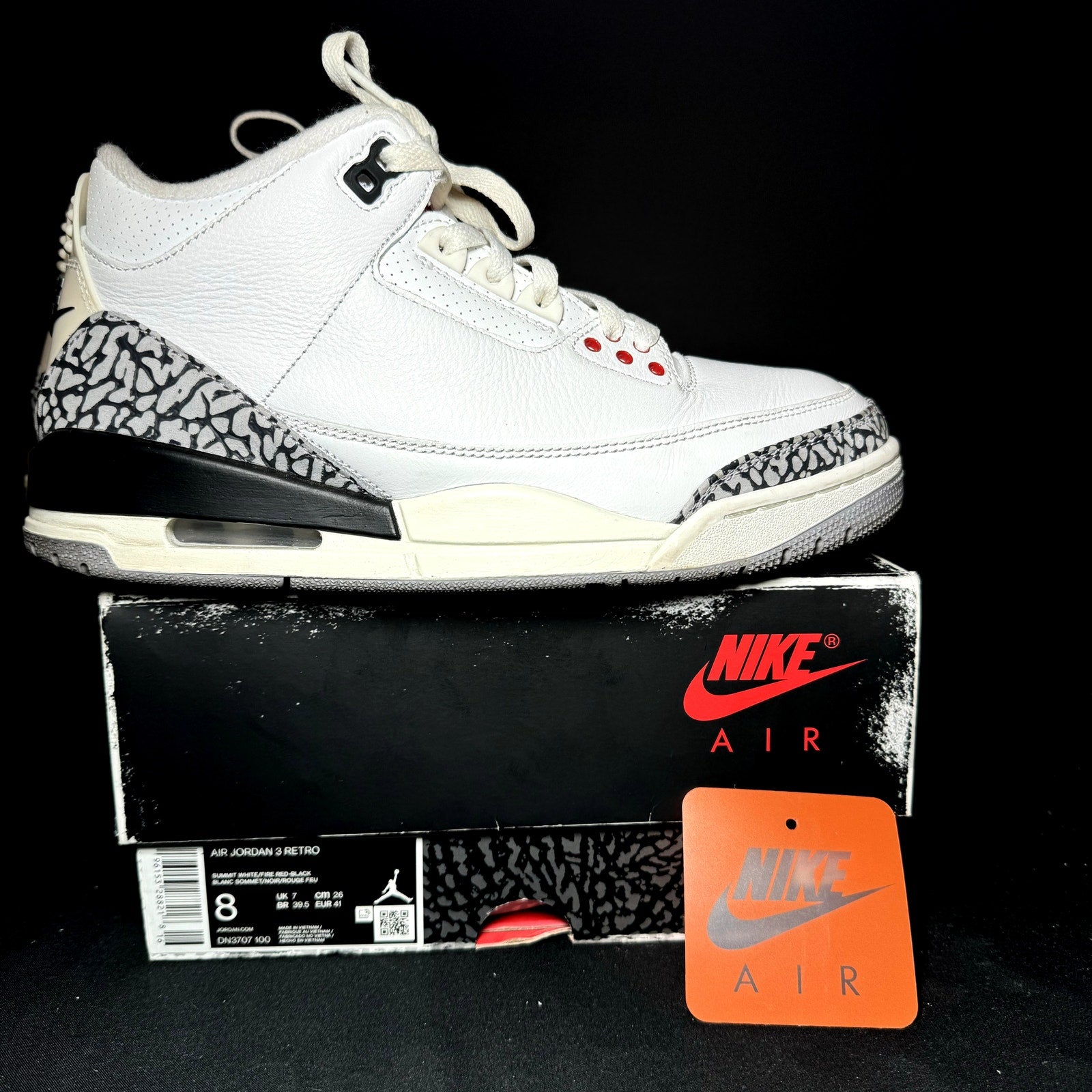 Air Jordan 3 Retro White Cement Reimagined Men's Shoes - Size 8