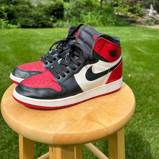 Air Jordan 1 Retro High OG BG Bred Toe Kids Shoes - Size 7