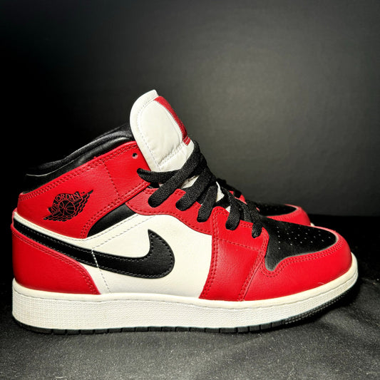 Air Jordan 1 Mid GS Chicago Black Toe Kids Shoes - Size 6