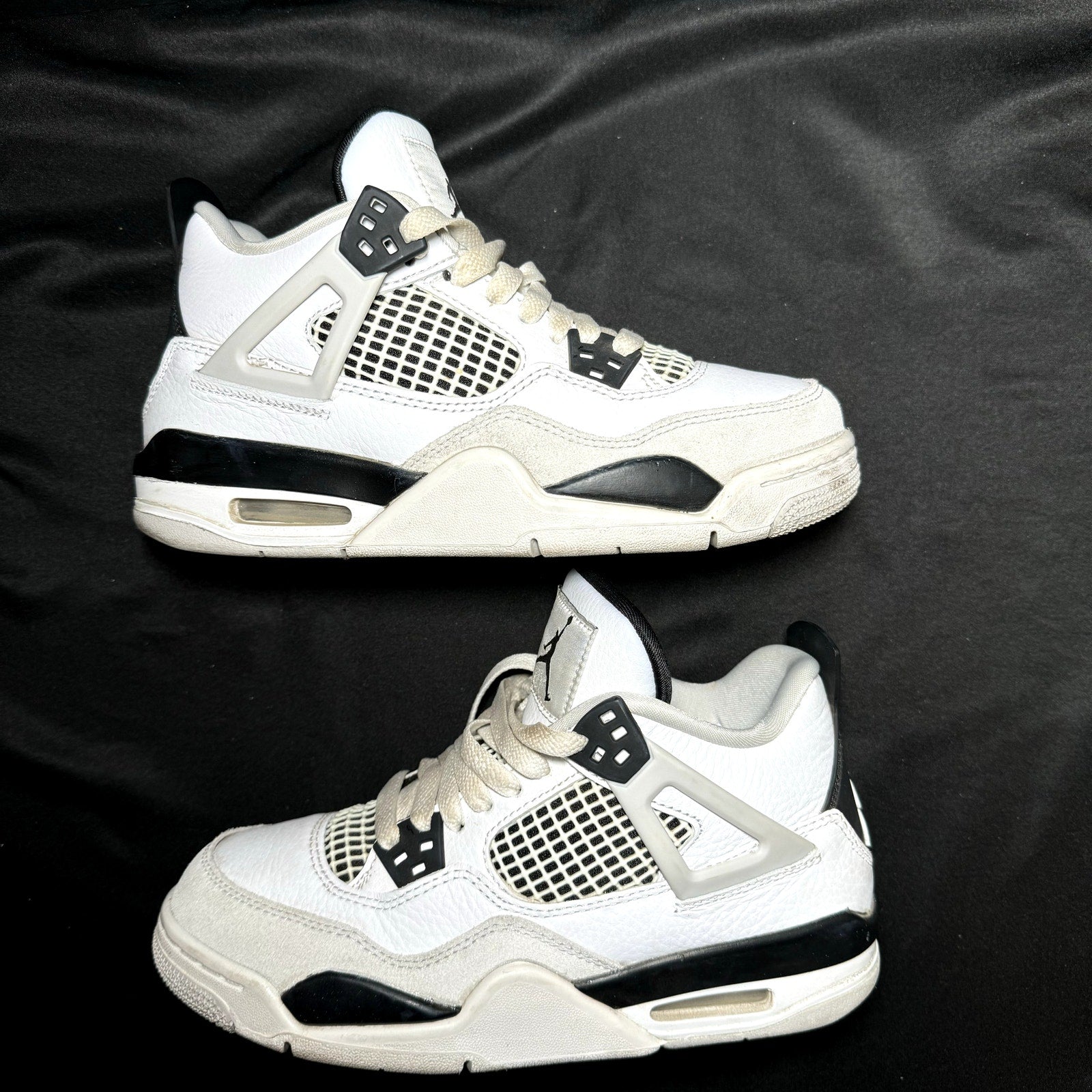 Air Jordan 4 Retro GS Military Black Kids Shoes - Size 4.5