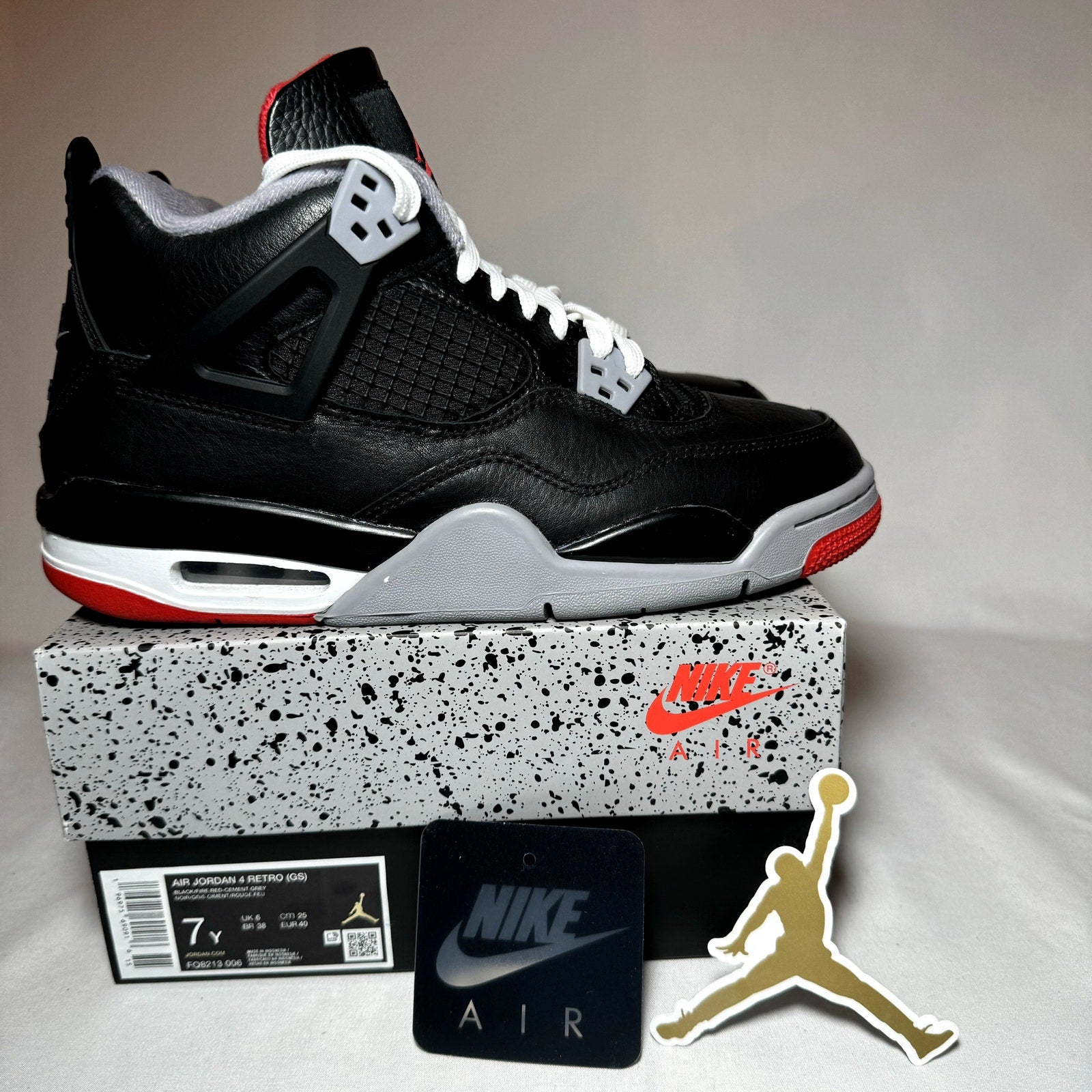 Air Jordan 4 Retro GS Bred Reimagined Kids Shoes - Size 7