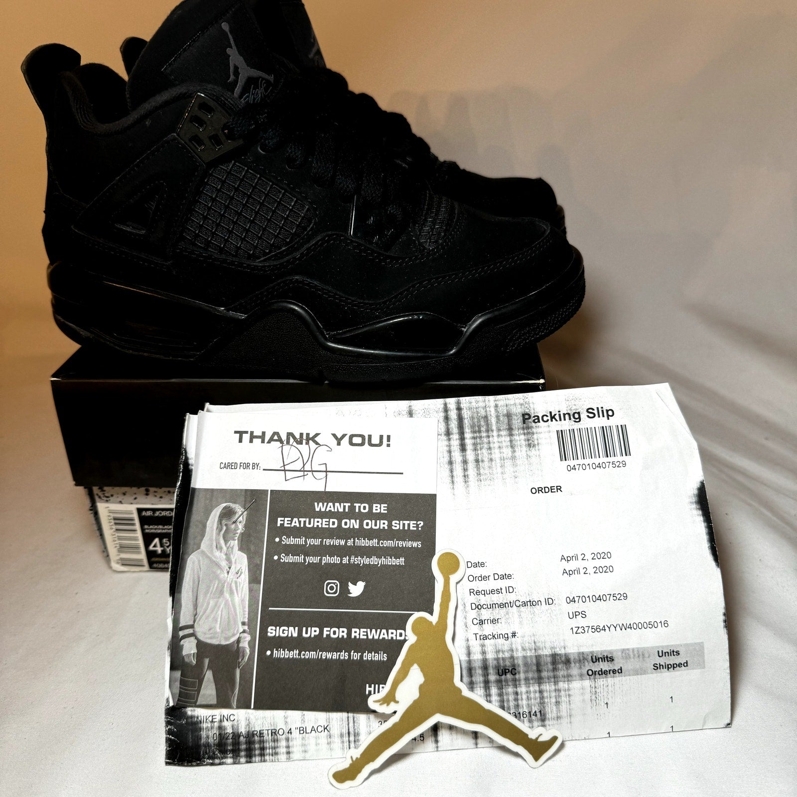 Air Jordan 4 Retro GS Black Cat 2020 Kids Shoes - Size 4.5