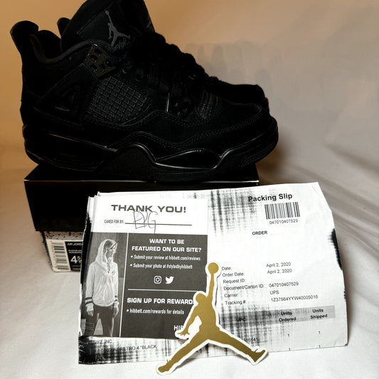 Air Jordan 4 Retro GS Black Cat 2020 Kids Shoes - Size 4.5