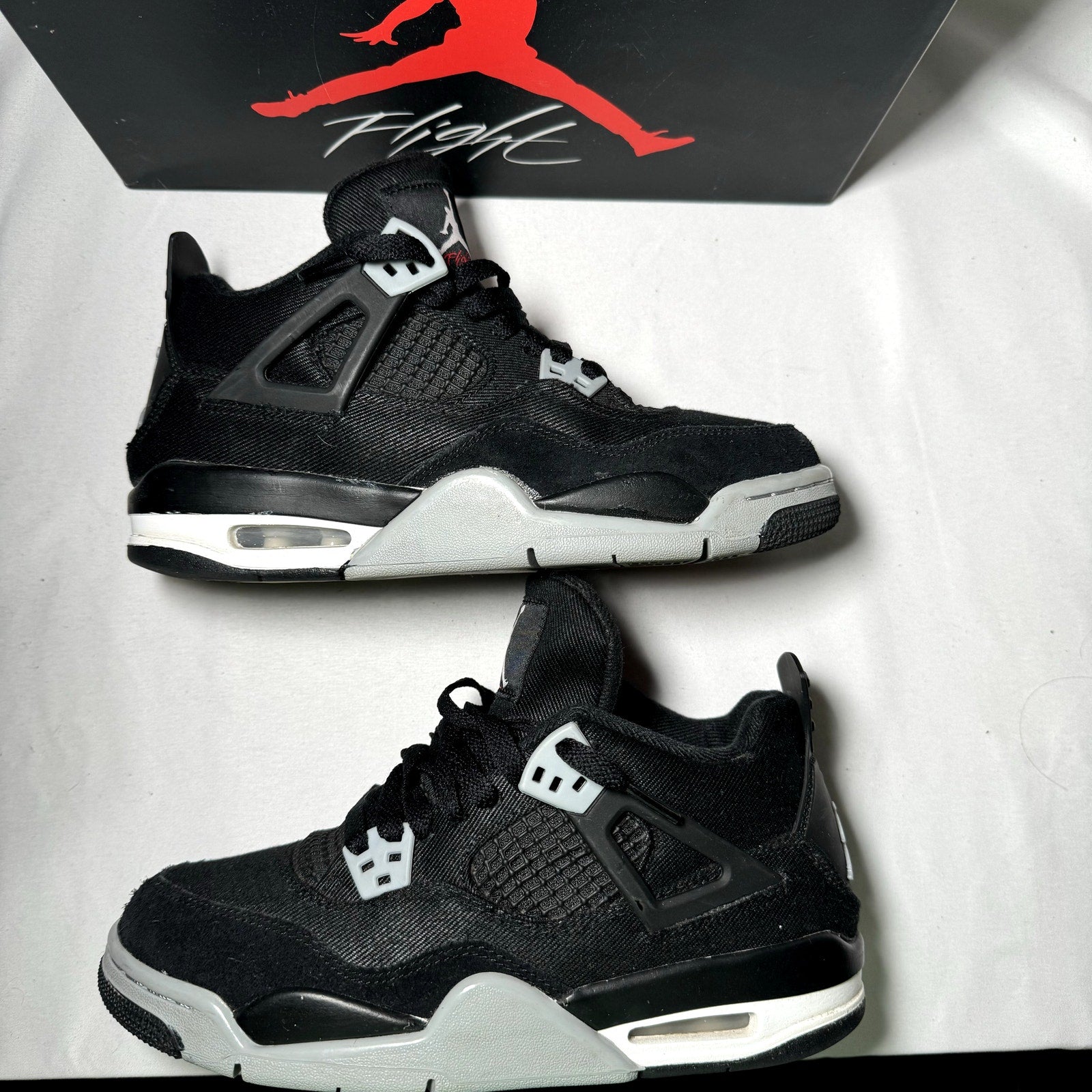 Air Jordan 4 Retro SE GS Black Canvas Kids Shoes - Size 5